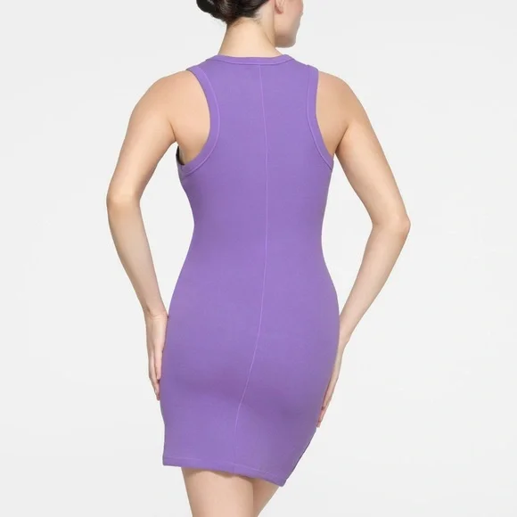 SKIMS COTTON RIB TANK MINI DRESS, ULTRA VIOLET, Size Medium, $60 - Picture 5 of 7